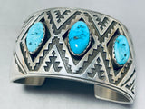 Magnificent Vintage Native American Navajo Sleeping Turquoise Sterling Silver Bracelet-Nativo Arts