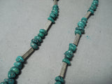 Marvelous Vintage Native American Navajo Royston Old Kingman Turquoise Sterling Silver Necklace-Nativo Arts