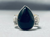 Authentic Vintage Native American Navajo Ben Begaye (d) Black Stone Sterling Silver Ring-Nativo Arts