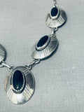 Incredible Vintage Native American Navajo Domed Jet Sterling Silver Necklace-Nativo Arts