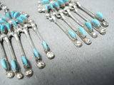 Exquisite Vintage Native American Zuni Sleeping Beauty Turquoise Sterling Silver Earrings-Nativo Arts
