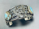 Wolf Vintage Native American Navajo Turquoise Sterling Silver Bracelet-Nativo Arts