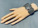 One Of The Most Unique Vintage Native American Navajo Hand Carved Sterling Silver Bracelet-Nativo Arts
