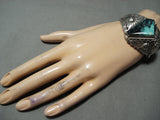 Important Detailed Vintage Native American Navajo Last Chance Turquoise Sterling Silver Bracelet-Nativo Arts