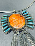 Native American Rare Santo Domingo Vintage Turquoise Shell Sterling Silver Necklace-Nativo Arts