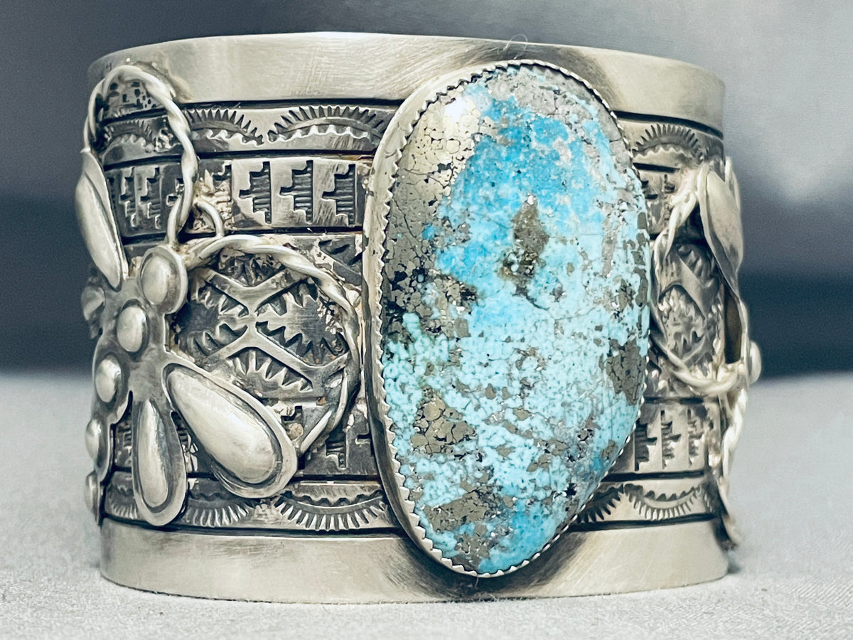 Spectacular Native American Navajo Blue Diamond Turquoise Sterling Sil ...