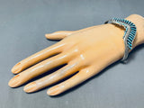 Waving Needle Turquoise Vintage Native American Navajo Sterling Silver Bracelet Cuff-Nativo Arts