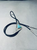 Breathtaking Vintage Native American Navajo Kingman Turquoise Sterling Silver Triangle Bolo-Nativo Arts