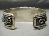 Huge Thick Heavy Vintage Native American Navajo Turquoise Sterling Silver Bracelet Old-Nativo Arts
