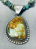 Fabulous Native American Navajo Royston Turquoise Sterling Silver Necklace Signed-Nativo Arts