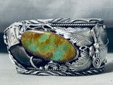 Incredibly Intricate Native American Navajo Royston Turquoise Sterling Silver Bracelet-Nativo Arts