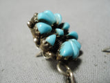 Fabulous Vintage Zuni Native American Navajo Turquoise Sterling Silver Earrings Old-Nativo Arts