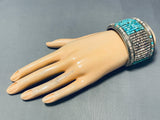Eye Catching Best Vintage Native American Navajo Turquoise Heishi Sterling Silver Bracelet-Nativo Arts
