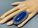 Important Biggest Vintage Native American Navajo Ben Begaye (d) Lapis Sterling Silver Ring-Nativo Arts