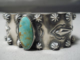 Museum Vintage Native American Navajo Royston Turquoise Repoussed Sterling Silver Bracelet-Nativo Arts