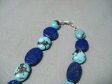 Marvelous Navajo Turquoise Lapis Sterling Silver Necklace Native American-Nativo Arts