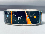 Navajo Nightsky Memory Turquoise Inlay Sterling Silver Bracelet Cuff-Nativo Arts
