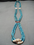 One Of The Longest Vintage Santo Domingo Native American Navajo Turquoise Heishi Necklace-Nativo Arts