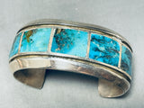Native American Important Evangeline Tsabetsyae Vintagew Zuni Turquoise Sterling Silver Bracelet-Nativo Arts