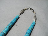 Native American Striking Vintage Santo Domingo Turquoise Sterling Silver Necklace Old-Nativo Arts