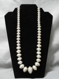 One Of The Finest Hand Tooled Vintage Native American Navajo Sterling Silver Bead Necklace-Nativo Arts