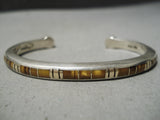Fabulous Vintage Native American Navajo Tigers Eye Sterling Silver Bracelet Old-Nativo Arts