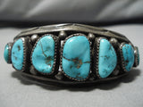 Important Vintage Native American Navajo Orville Tsinnie Turquoise Sterling Silver Bracelet Old-Nativo Arts
