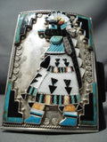 One Of The Best Ever Vintage Native American Zuni Turquoise Inlay Sterling Silver Ketoh Bracelet-Nativo Arts