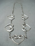Sweet Navajo Sterling Silver Swirling Heart Necklace Native American-Nativo Arts