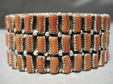 Important Navajo Sterling Silver Native American Coral Bracelet Cuff-Nativo Arts