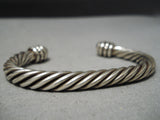 Marvelous Vintage Native American Navajo Thicker Sterling Silver Coil Bracelet Old-Nativo Arts