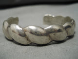 Unique 'Cloud' Vintage Native American Navajo Sterling Silver Hand Tooled Bracelet Old-Nativo Arts