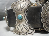 Important Vintage Native American Navajo Goodluck Rare Turquoise Sterling Silver Concho Eblt-Nativo Arts