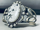 Best Jeff James Native American Navajo White Buffalo Turquoise Sterling Silver Bracelet-Nativo Arts