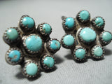Quality Rare Vintage Native American Navajo Turquoise Satellite Sterling Silver Earrings-Nativo Arts
