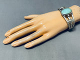 Captivating Vintage Native American Navajo Pilot Mountain Turquoise Sterling Silver Bracelet-Nativo Arts