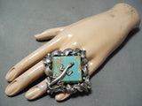 Exceptional San Felipe Native American 8 Turquoise Sterling Silver Gecko Ring-Nativo Arts