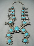 Women's Vintage Native American Navajo Turquoise Sterling Silver Squash Blossom Necklace-Nativo Arts