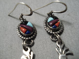 Wonderful Vintage Native American Navajo Dancing Kokopelli Sterling Silver Turquoise Earrings-Nativo Arts