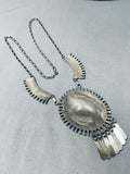 One Of Best Intricate Stone Work Vintage Native American Zuni Turquoise Sterling Silver Necklace-Nativo Arts