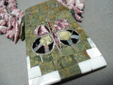 Native American Important Santo Domingo Signed Purple Shell Turquoise Butterfly Necklace-Nativo Arts