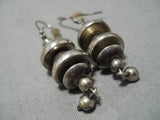 Striking Vintage Native American Navajo Sterling Silver Heavy Bead Earrings Old-Nativo Arts