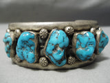 Heavy Thick Sturdy Vintage Native American Navajo Spiderweb Turquoise Sterling Silver Bracelet-Nativo Arts