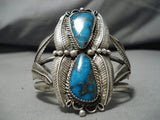 Superlative Vintage Native American Navajo Pilot Mountain Turquoise Sterling Silver Bracelet-Nativo Arts