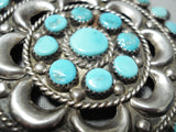 Authentic Larry Moses Begay Vintage Native American Navajo Turquoise Sterling Silver Pin Old-Nativo Arts