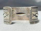 Important Vintage Native American Navajo Hand Repoussed Sterling Silver Thick Bracelet-Nativo Arts