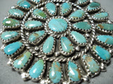 Amazing Native American Navajo Turquoise Sun Cluster Sterling Silver Earrings-Nativo Arts
