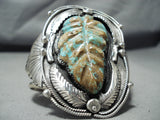 Huge Hand Carved Vintage Native American Navajo Royston Turquoise Sterling Silver Bracelet-Nativo Arts