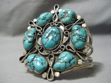 Vivid Spiderweb Vintage Native American Navajo Turquoise Sterling Silver Bracelet Old Cuff-Nativo Arts