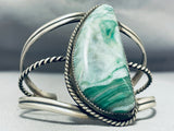 One Of The Most Unique Ever Native American Navajo Malachite Sterling Silver Bracelet-Nativo Arts